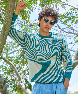 CAMPUS SUTRA Self Design Round Neck Casual Men Multicolor Sweater