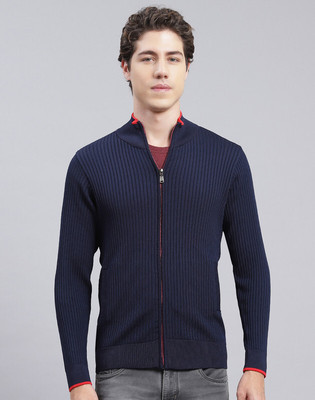 MONTE CARLO Self Design Collared Neck Casual Men Blue Sweater