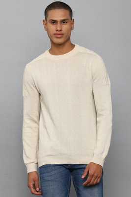 Allen Solly Solid Crew Neck Casual Men Beige Sweater