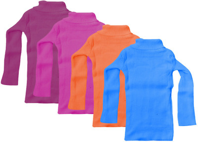 TBMANIA Self Design High Neck Casual Baby Girls Multicolor Sweater