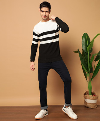 WILLEY Striped Round Neck Casual Men Multicolor Sweater