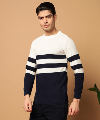 MORKEL Striped Round Neck Casual Men Multicolor Sweater
