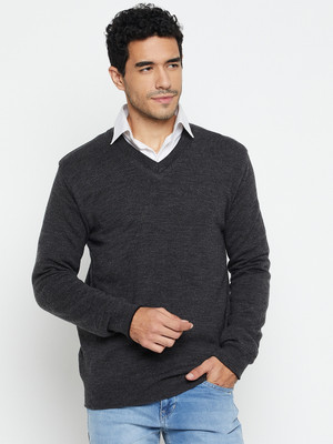 CANTABIL Solid V Neck Casual Men Reversible Black Sweater