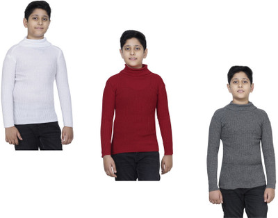 Indistar Solid High Neck Casual Boys Multicolor Sweater