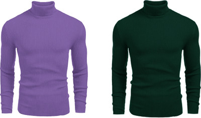 FASHLOOK Solid High Neck Casual Men Multicolor Sweater