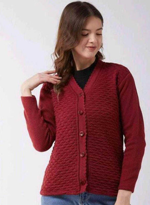 CRAFTWELL Solid V Neck Casual Women Brown Sweater