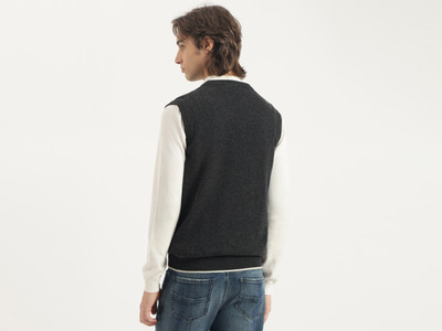 United Colors of Benetton Solid V Neck Casual Men Black Sweater