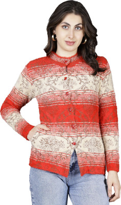HITTIKA Self Design Round Neck Casual Women Red Sweater