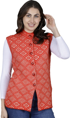 Chattanya Self Design Round Neck Casual Women Red Sweater