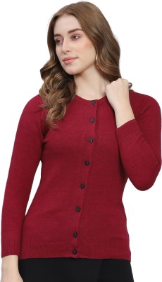 MONTE CARLO Solid Round Neck Casual Women Maroon Sweater