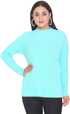 WOOL 4U Solid Round Neck Casual Women White Sweater