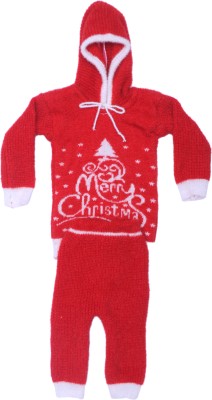 Shivarth Baby Boys & Baby Girls Party(Festive) Sweater Sweater, Pyjama(Red)