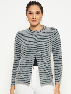 DUKE Woven Collared Neck Casual Women Black Sweater