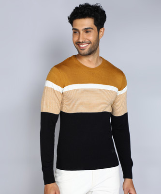 WROGN Striped Round Neck Casual Men Multicolor Sweater