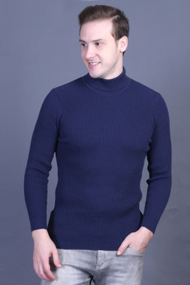 DZANT Solid Round Neck Casual Men Blue Sweater