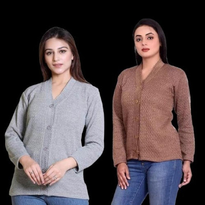 LUXURIOUS DESIGN Solid V Neck Casual Women Multicolor Sweater