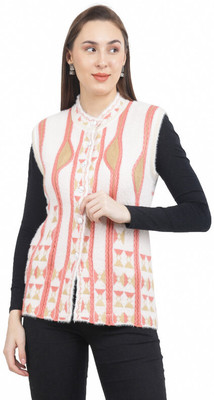 HITTIKA Striped Round Neck Casual Women White Sweater