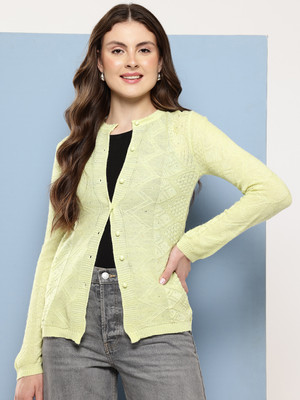 METRONAUT Solid Round Neck Casual Women Light Green Sweater