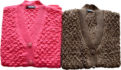 Shunit creation Solid V Neck Formal Women Pink, Brown Sweater