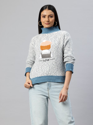 PIERRE CARLO Self Design Turtle Neck Casual Women Multicolor Sweater