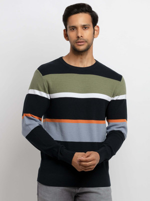 Status Quo Colorblock Round Neck Casual Men Multicolor Sweater