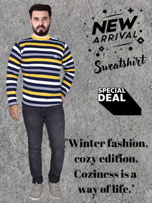 Marc Luarente Striped Round Neck Casual Men Multicolor Sweater