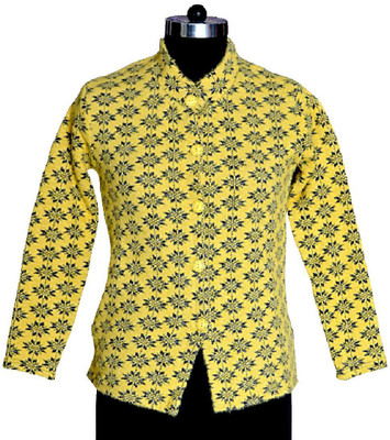 Shunit creation Self Design Round Neck Lounge Wear Women Yellow Sweater