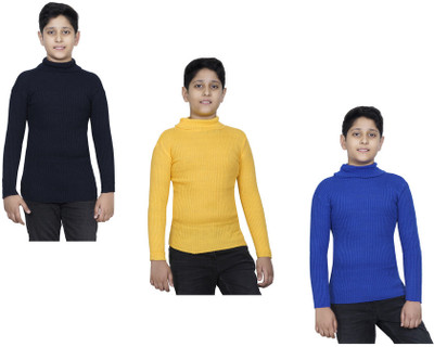 IndiWeaves Solid High Neck Casual Baby Boys Multicolor Sweater