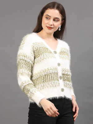 The Sleep Intimo Woven V Neck Casual Women Green Sweater