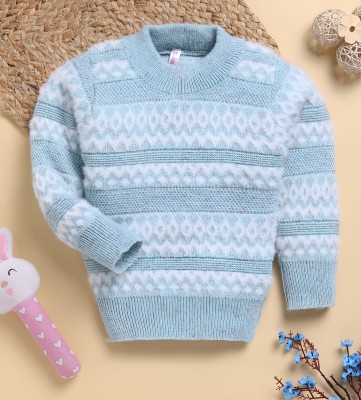 TOONYPORT Colorblock Round Neck Casual Boys & Girls Blue Sweater