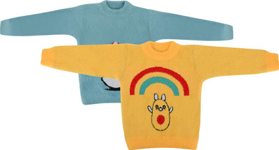 Trendy World Printed Round Neck Casual Baby Boys & Baby Girls Multicolor Sweater
