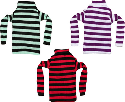 MTI Fashiions Striped High Neck Casual Boys & Girls Multicolor Sweater