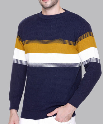eWools Striped Round Neck Casual Men Multicolor Sweater