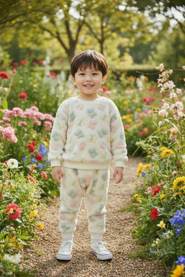 Mullick the designer Printed Round Neck Casual Boys & Girls White Sweater