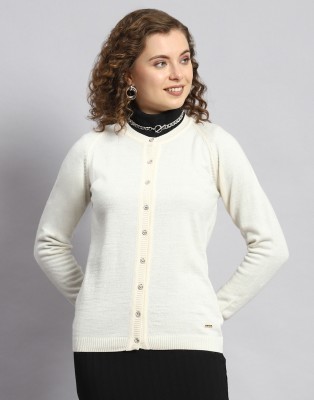 MONTE CARLO Solid Round Neck Casual Women Beige Sweater