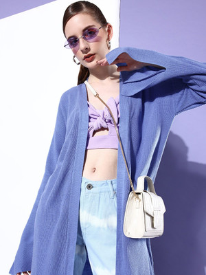 Mast & Harbour Solid Turtle Neck Casual Women Purple Sweater