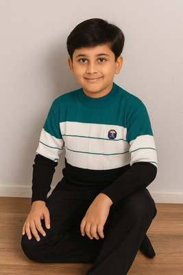 DIMSYCOLLECTION Colorblock Round Neck Casual Boys Multicolor Sweater