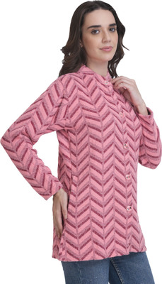 Life and style Striped Mandarin Neck Casual Women Pink Sweater