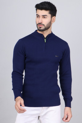 FEVERFEW Self Design Collared Neck Casual Men Multicolor Sweater
