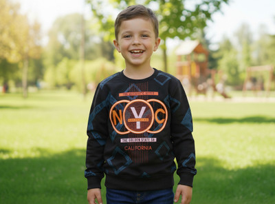 Smile IN LIFE Self Design Round Neck Casual Boys Black Sweater