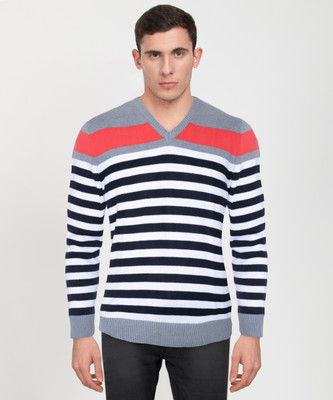 MPAgency Striped V Neck Casual Men Multicolor Sweater