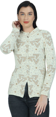 HITTIKA Self Design Round Neck Casual Women Beige Sweater