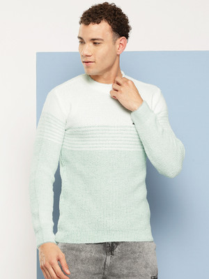 Roadster Solid Round Neck Casual Men Light Green Sweater