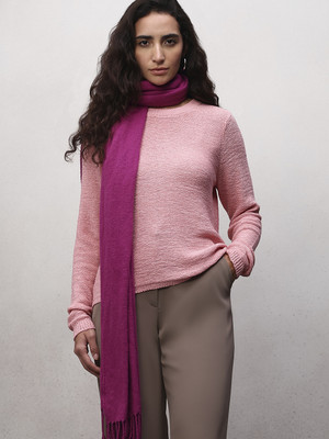 VeroModa Self Design Round Neck Casual Women Pink Sweater