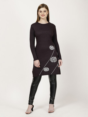 FUTURO Solid Round Neck Casual Women Purple Sweater
