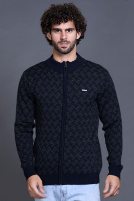 GODFREY Checkered Round Neck Casual Men Blue Sweater