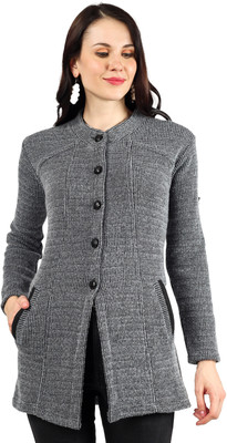 Blushh Collection Woven Round Neck Casual Women Grey Sweater