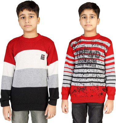 BADOS Colorblock Round Neck Casual Boys Multicolor Sweater