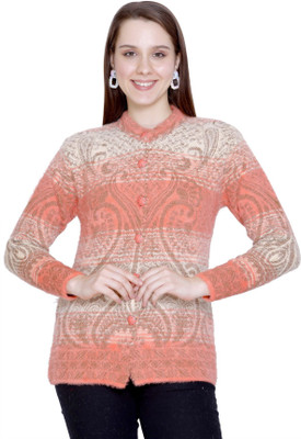 HITTIKA Self Design Round Neck Casual Women Brown Sweater