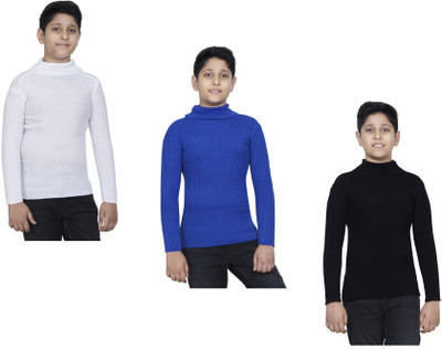 Indistar Solid High Neck Casual Boys Multicolor Sweater